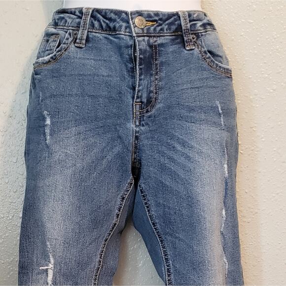 Kenneth Cole distressed raw hem medium wash skinny jeans size 4 - Picture 2 of 8